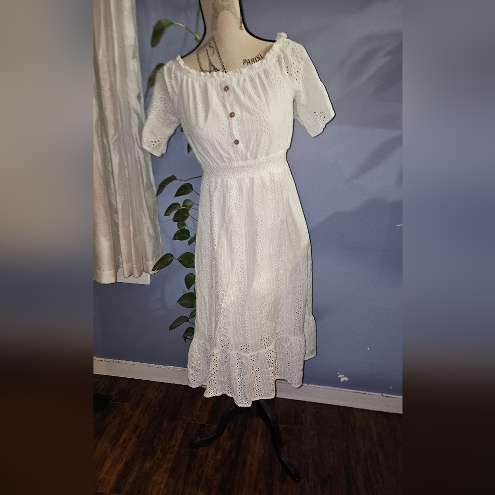 Boho style eyelet dress